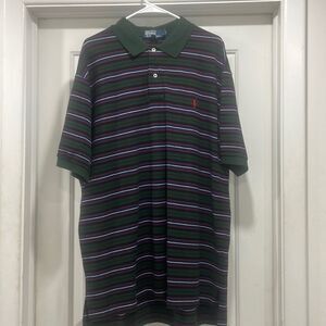 Men’s Polo by Ralph Lauren XXL green striped polo shirt
